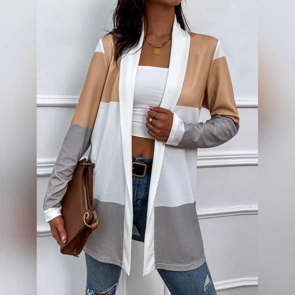 Color Wave Open Front Cardigan - Gray - Picture 5 of 5